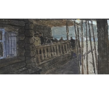 Кубарев В.Г. Бумага, акварель. Размер 65х95 см с рамой и паспарту. (артикул №899) - фото №3