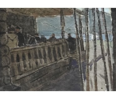 Кубарев В.Г. Бумага, акварель. Размер 65х95 см с рамой и паспарту. (артикул №899) - фото №4