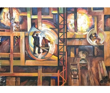 Климов М.Г. «Строймассив вечером», 1970-е гг. №1055