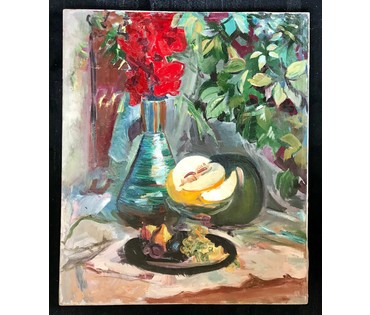 Залозный Н.Г "Натюрморт",1975 г. Холст, масло. Размер 82х69 см. (артикул №1088) - фото №2