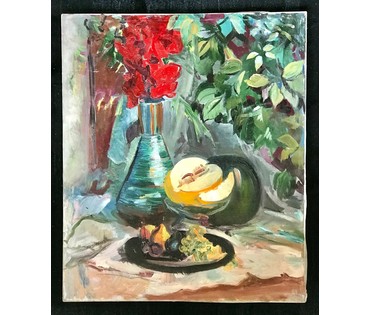 Залозный Н.Г "Натюрморт",1975 г. Холст, масло. Размер 82х69 см. (артикул №1088) - фото №4