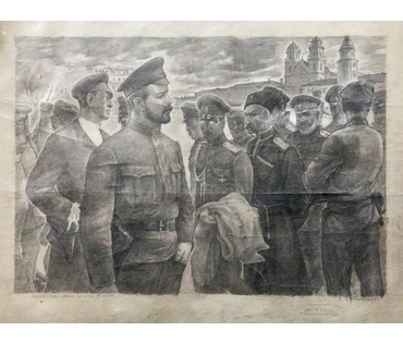 Романов С.Г. «Арест корниловских офицеров в Минске», 1979 г. (артикул №1135) - фото №1