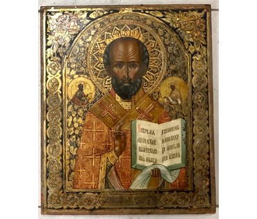 Икона "Св.Николай Чудотворец" Мстера, Россия, сер. XIX века НЕТ В НАЛИЧИИ (артикул №1164) - фото №5