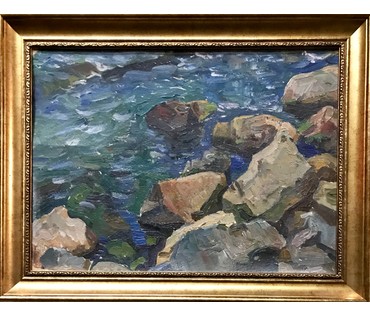 Крохалев П.С (Крохолев) "Море и камни",1964 г. (артикул №1176) - фото №3
