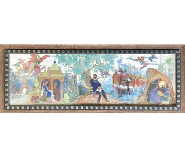 Рожков В.З. "По мотивам сказок Пушкина", картон, гуашь. Размер 83,5х36 см. (артикул №1181) - фото №2