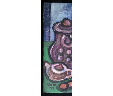 Акулов В.И. "Утренний натюрморт", 2011 г. Картон, акрил. Размер 67,5х54 см. (артикул №1190) - фото №4