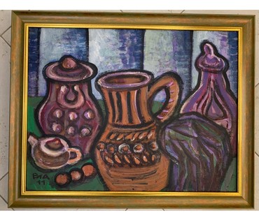 Акулов В.И. "Утренний натюрморт", 2011 г. Картон, акрил. Размер 67,5х54 см. (артикул №1190) - фото №1