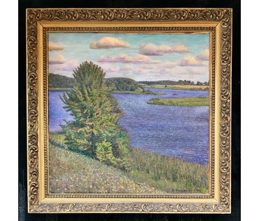 Московских В.Н. (КАТАЛОЖНЫЙ) "Голубой день на Туросском озере", 1993 год (артикул №1223) - фото №1
