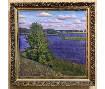 Московских В.Н. (КАТАЛОЖНЫЙ) "Голубой день на Туросском озере", 1993 год (артикул №1223) - фото №4