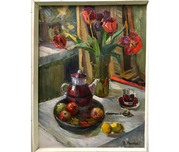 Рожков В.З. Натюрморт 1986 г. Холст, масло. Размер 60х80 см. (артикул №1266) - фото №1