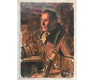 Иван Рей (I.Рэй) "Партизан" (этюд к каталожной работе "Дзякуй мацi"), 1974 год (артикул №1413) - фото №2