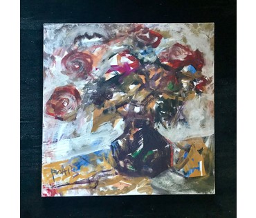 Акулов В.И. "Букет для любимой", 2013г. Холст, масло. Размер 74,5х74,5 см. (артикул №1417) - фото №2