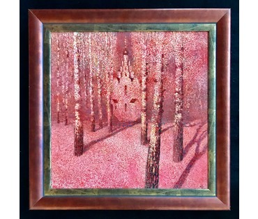 Казаков Б.И "Морозный день", 2007г. ДВП, темпера. Размер 50/50 см, 62/62 см с рамой. № 1446 (артикул №1446) - фото №3