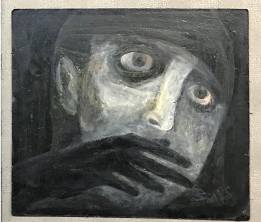 Акулов В.И. "Страх как средство самосохранения". Минск, 2005г. ДСП, масло. Размер 61,5х56 см. (артикул №1453) - фото №5