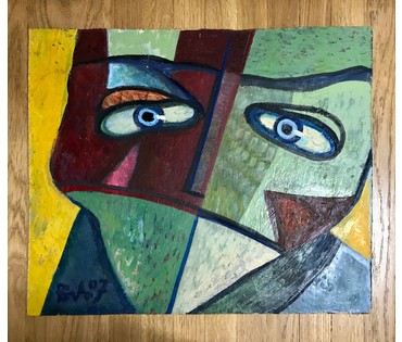 Акулов В.И. "Маска", 2007г. Оргалит, масло. Размер 73х63 см. (артикул №1456) - фото №2