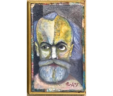 Акулов В.И. Автопортрет в образе Николая II, 2007г. Оргалит, масло. Размер 45х66 см. (артикул №1459) - фото №2