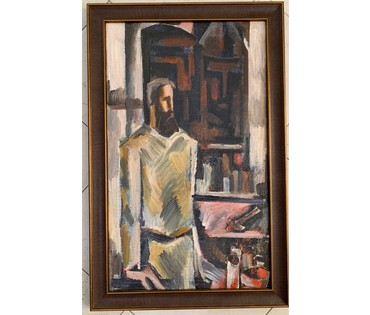 Кищенко А.М. «В мастерской», 1979г. Холст, масло. Размер в раме 83х54 см. (артикул №1481) - фото №1