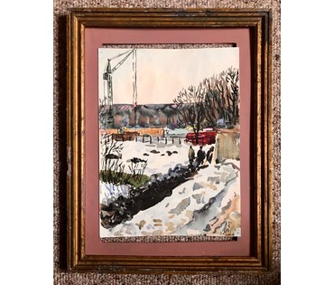 "Минск-стройка". Михеева В.Н. Акварель,1978 год; 32х24см (артикул №1508) - фото №1
