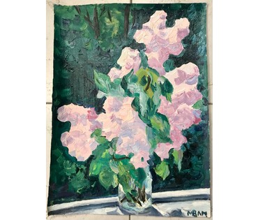 Михеева В.Н. "Сирень", 1970г. Холст, масло. Размер 50х37 см. (артикул №1514) - фото №1