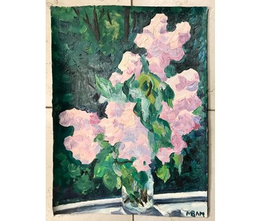Михеева В.Н. "Сирень", 1970г. Холст, масло. Размер 50х37 см. (артикул №1514) - фото №2