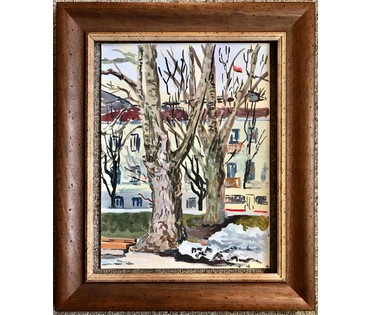 Минск. "Городской пейзаж г. Минска" Михеева В.Н. Акварель, 1979 год; 48/36 см (артикул №1517) - фото №1