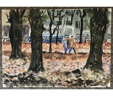 Минск. Михайловский сквер. Михеева В.Н. Акварель, 1977год; 44/31,5 см (артикул №1535) - фото №1