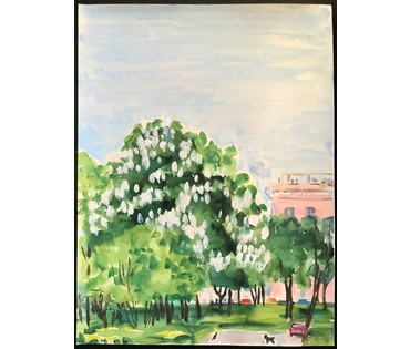 Минск. Михеева В.Н. Михайловский сквер. Акварель, 1970-е гг; 48х36 см (артикул №1553) - фото №1