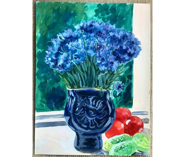 Михеева В.Н. Акварель "Васильки с овощами", 1979 год; 48х36 см НЕТ В НАЛИЧИИ (артикул №1557) - фото №1