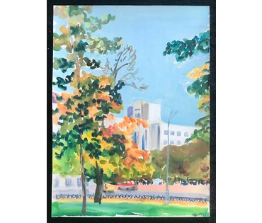 Минск. Михеева В.Н. Акварель "г.Минск. Осень". 1979 год; 48х36 см (артикул №1561) - фото №1