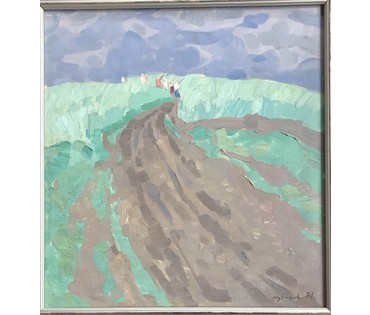 Кубарев В.Г. "Перед дождём", 1978г. Картон, масло. Размер 40х38 см. (артикул №4) - фото №3