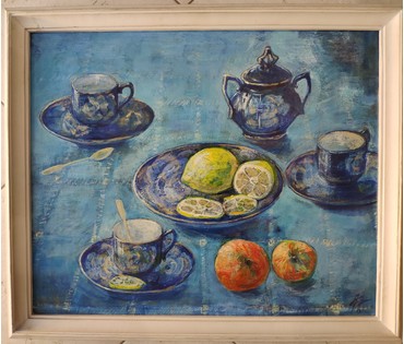 Грибова Алла Владимировна (1935 г.р.) "Синий натюрморт", 1999 год (артикул №1583) - фото №6