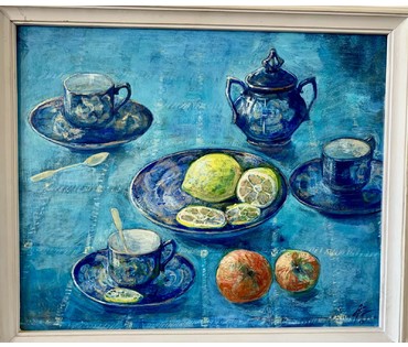 Грибова Алла Владимировна (1935 г.р.) "Синий натюрморт", 1999 год (артикул №1583) - фото №5