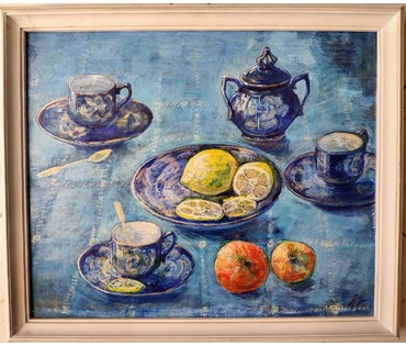 Грибова Алла Владимировна (1935 г.р.) "Синий натюрморт", 1999 год (артикул №1583) - фото №1