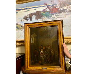НЕТ В НАЛИЧИИ Ян Минсе Моленар (J.M.Molenaer) (1610 – 1668 г.). "Сцена в таверне", Первая половина XVII века, Западная Европа (Малые голландцы, Голландия) НЕТ В НАЛИЧИИ (артикул №1595) - фото №3