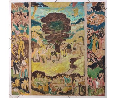 Кищенко А.М. "Будущий триптих",1983г. Картон, масло. Размер с рамой 84х84 см. (артикул №1600) - фото №6