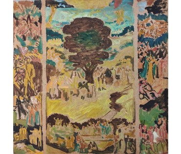 Кищенко А.М. "Будущий триптих",1983г. Картон, масло. Размер с рамой 84х84 см. (артикул №1600) - фото №5