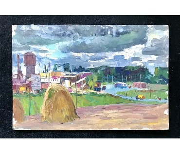 Ландарский Р.Е. Пейзаж,1960-70 ее гг.Картон, масло.Размер 54х42 см. с рамой. (артикул №1601) - фото №2