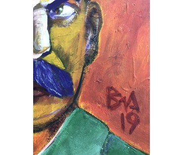 Акулов В.И. "Сталин", 2019 год. Размер 36,7х46,7 см.Картон, акрил. (артикул №1641) - фото №3