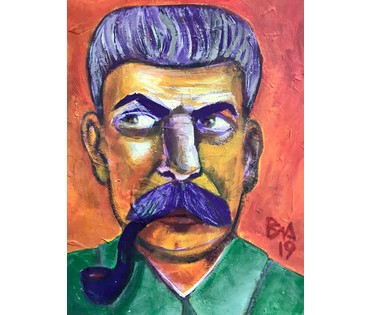 Акулов В.И. "Сталин", 2019 год. Размер 36,7х46,7 см.Картон, акрил. (артикул №1641) - фото №4