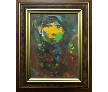 Акулов В.И. "Образ мальчика при лунном свете", 2017г. Дерево, акрил. Размеры 23,5/18 см., с рамой 32/26 см. (артикул №1660) - фото №2