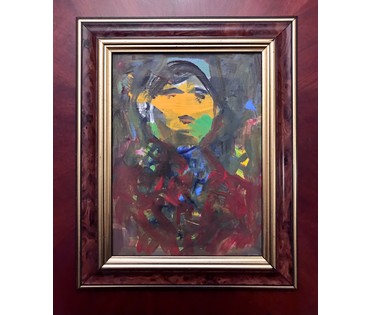 Акулов В.И. "Образ мальчика при лунном свете", 2017г. Дерево, акрил. Размеры 23,5/18 см., с рамой 32/26 см. (артикул №1660) - фото №4