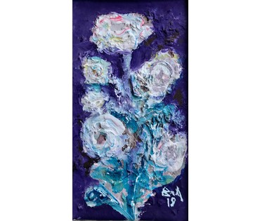Акулов В.И. Из серии "Цветы", 2019г. Дерево, акрил. Размеры 26,5/15 см; в рамке 32/20,5 см. (артикул №1665) - фото №3