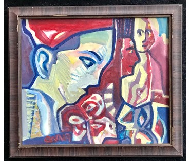 Акулов В.И. "Гименей", 2019г. Картон, акрил. Размер 44,5/39 см., 38,5/33 см без рамы. (артикул №1670) - фото №1