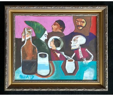 Акулов В.И. "Шабаш", 2019г. Картон, акрил. Размеры 40/50 см; в раме 51/61 см. (артикул №1673) - фото №1
