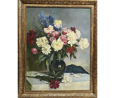 Щербаков Б.В "Натюрморт с пионами".Холст, масло. Размер 88,5х68 см. (артикул №1678) - фото №1