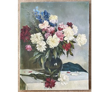 Щербаков Б.В "Натюрморт с пионами".Холст, масло. Размер 88,5х68 см. (артикул №1678) - фото №3
