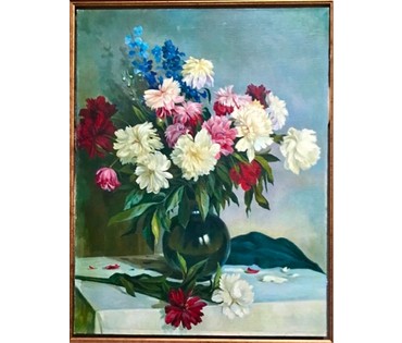 Щербаков Б.В "Натюрморт с пионами".Холст, масло. Размер 88,5х68 см. (артикул №1678) - фото №2