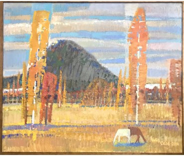 Сковородко О.А. - художник-модернист. "Пейзаж с Курганом" (и лошадками), 2014 год (артикул №1687) - фото №6
