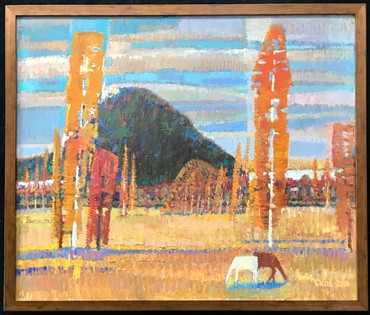 Сковородко О.А. - художник-модернист. "Пейзаж с Курганом" (и лошадками), 2014 год (артикул №1687) - фото №8