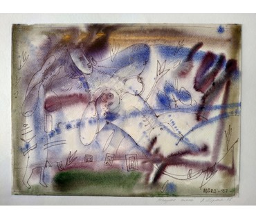 Алесь Мара (Марочкин А.А. 1940 г.р.) "Мелодыя памяцi". Акварель/смешанная техника, 1987 год. (артикул №1734) - фото №1
